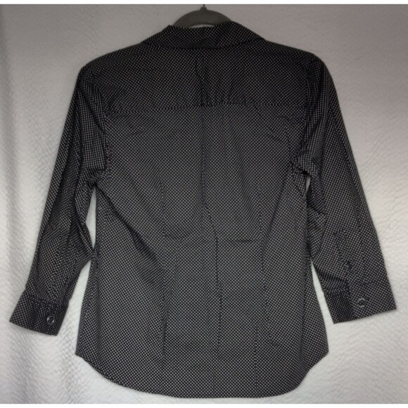 Liz & Co Polka Dot Three Quarter Inch Sleeve Navy White Size M - Picture 5 of 5